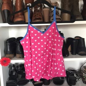 Loose heart printed pink top